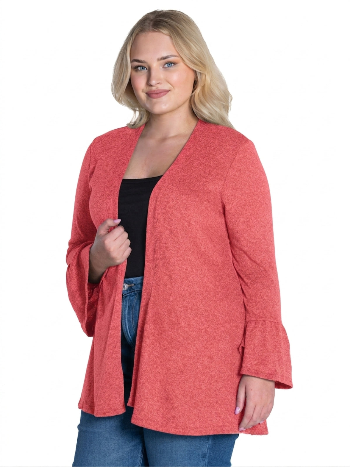 24seven Comfort Essential Curvy Soft Stretch Open Front Cardigan Jacket