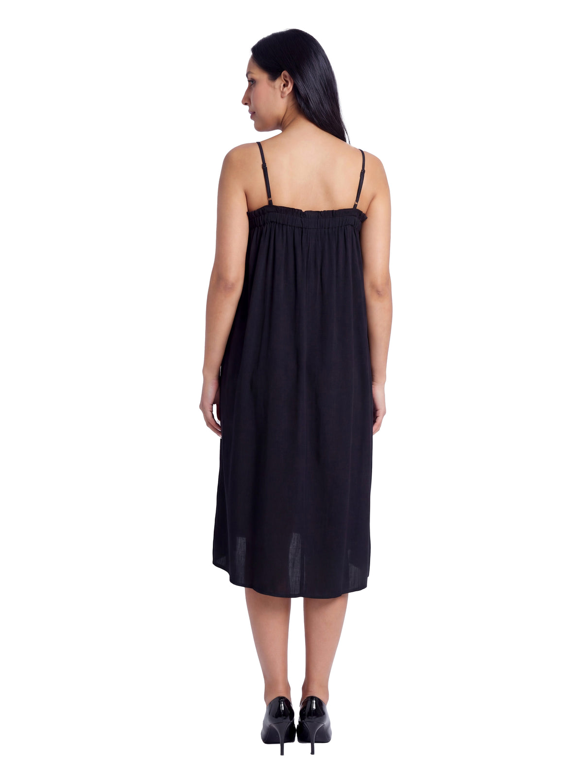 24seven Comfort Essential Maternity Spaghetti Strap Smocked Pocket A Line Maxi Dress