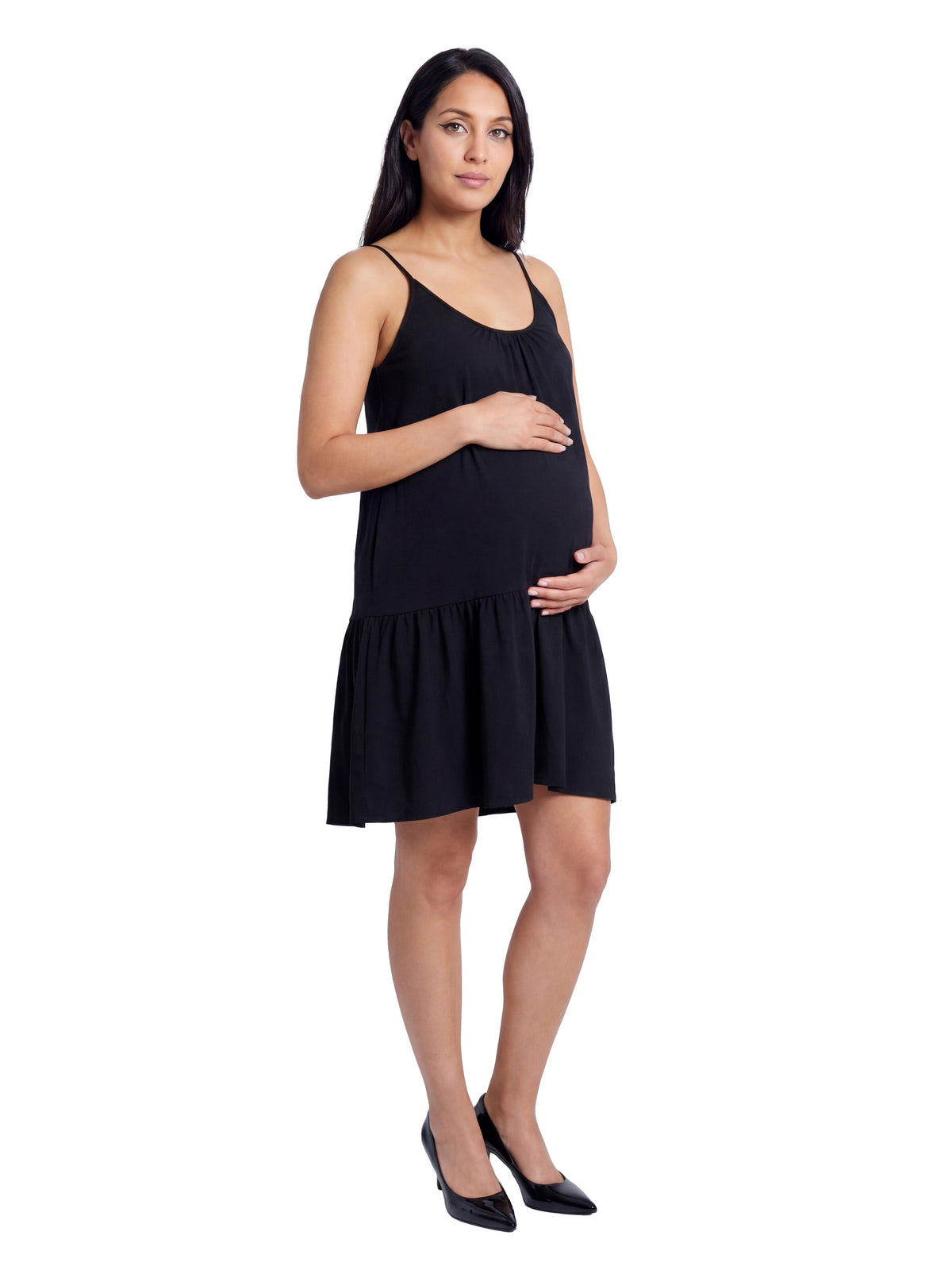 24seven Comfort Essential Maternity Scoop Neck Spaghetti Strap Pocket A Line Mini Dress
