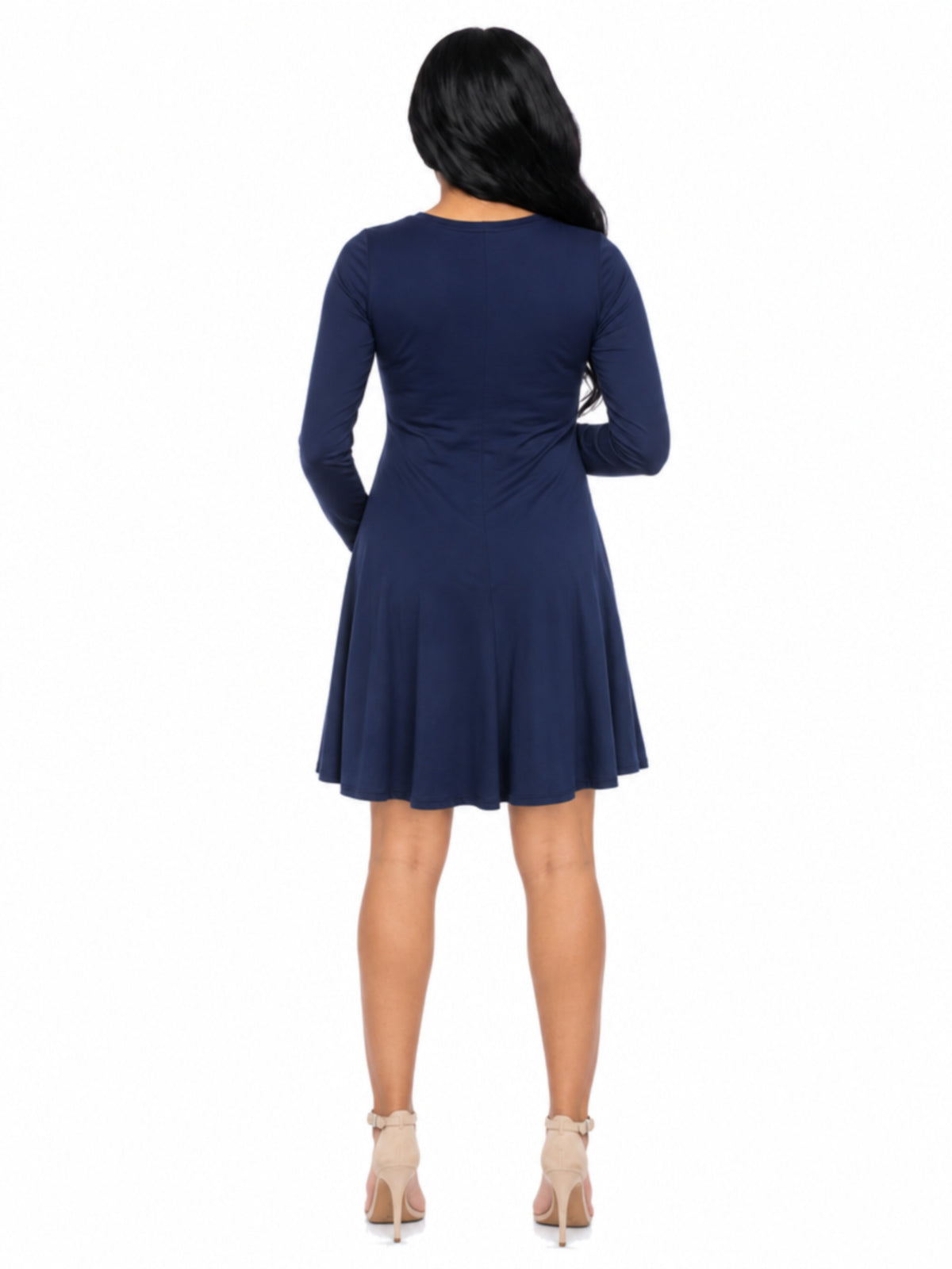 24seven Comfort Essential Maternity Scoop Neck Long Sleeve Knee Length Skater Dress