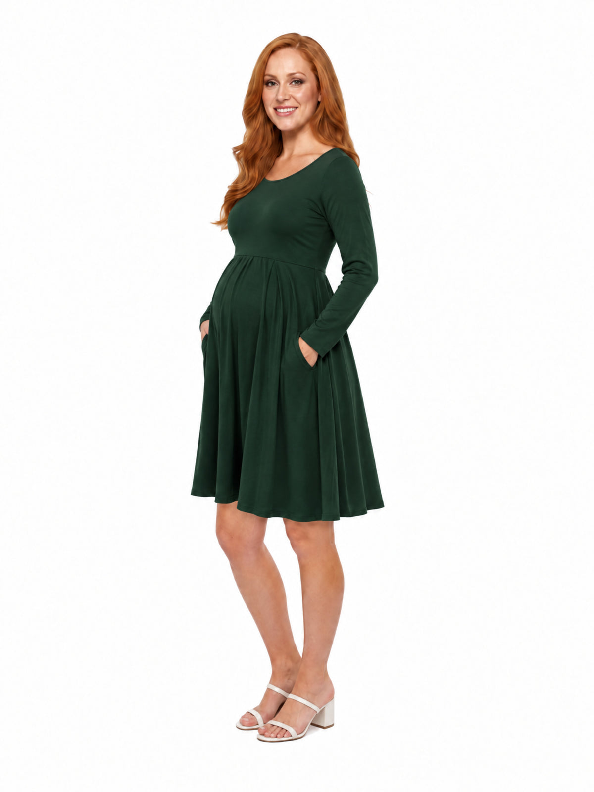24seven Comfort Essential Maternity Midi Length Fit N Flare Pocket Dress