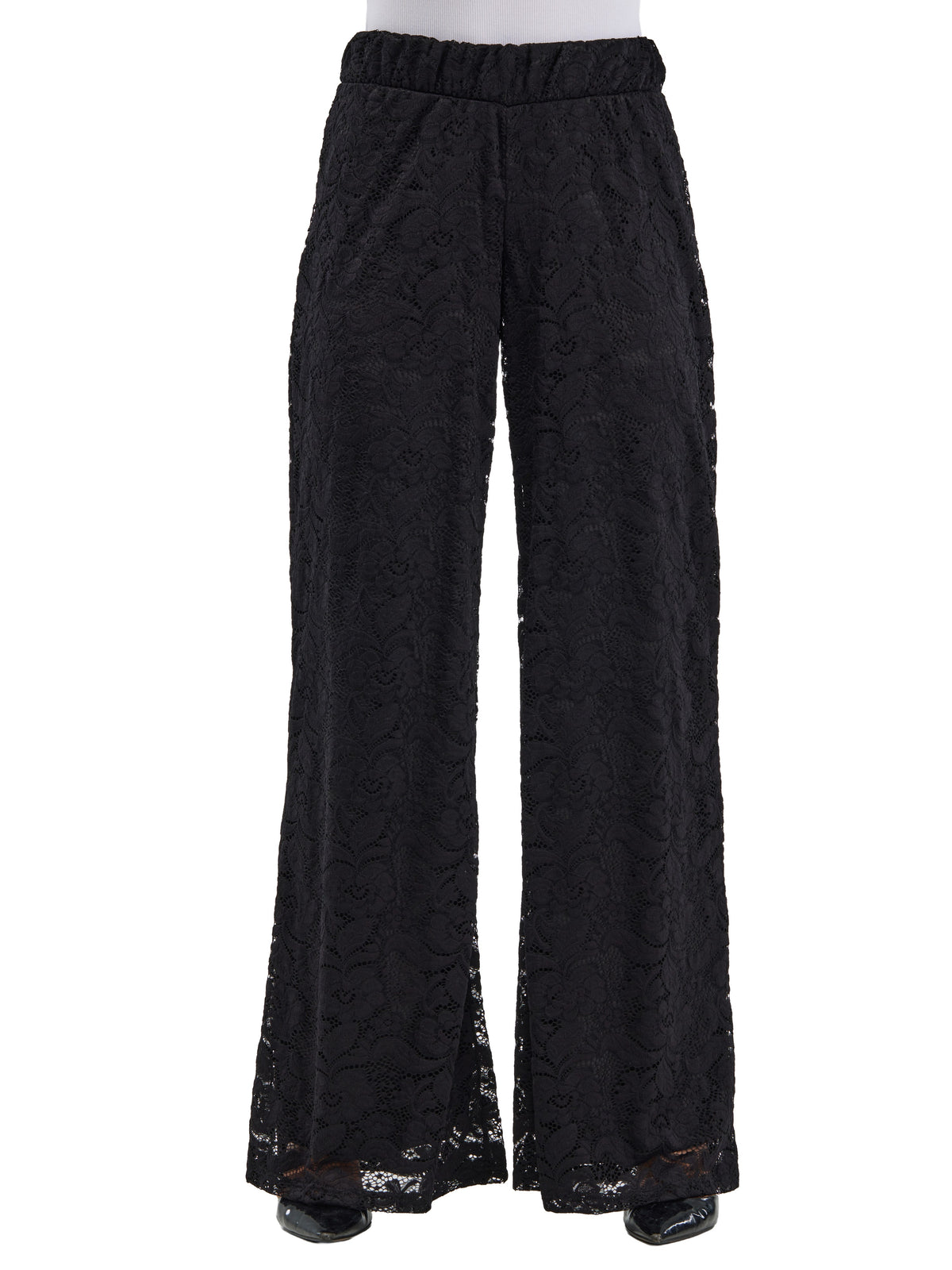 24seven Comfort Elevate Womens Lace Elastic Waist Wide Leg Pants