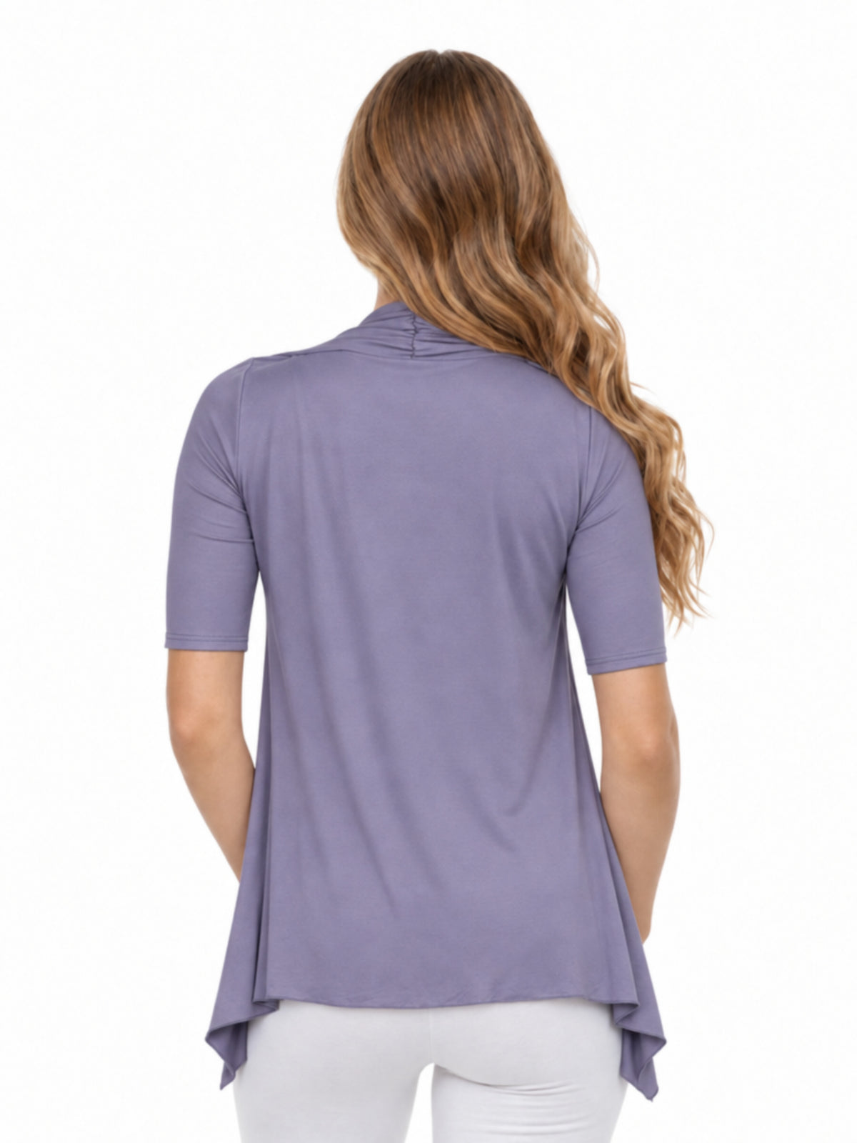 24seven Comfort Basic Maternity Open Front Elbow Sleeve Cascading Drape Loose Fit Jacket