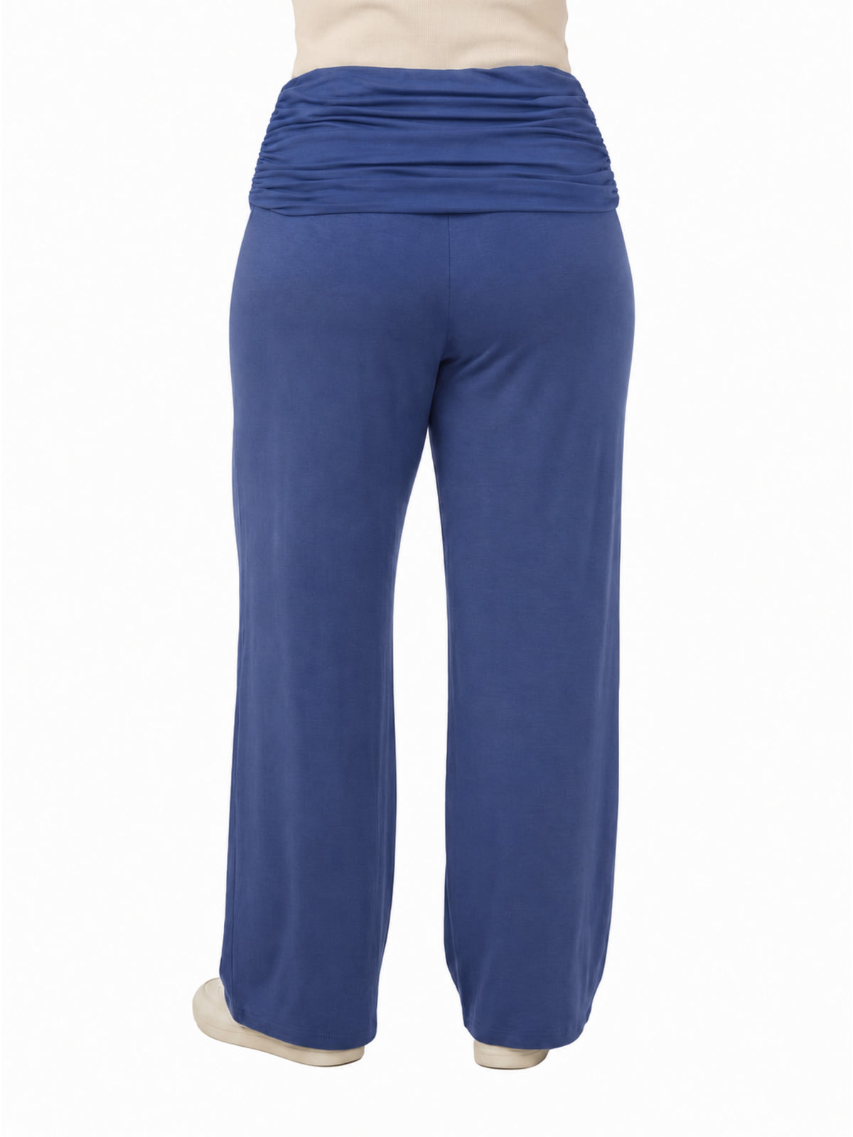 24seven Comfort Basic Curvy Soft Stretch Ruched Waist Wide Leg Pants