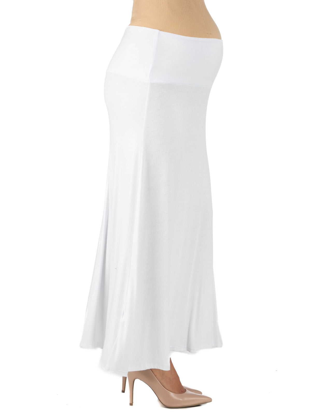 24seven Comfort Basic Maternity Elastic Waist Ankle Length A Line Maxi Skirt