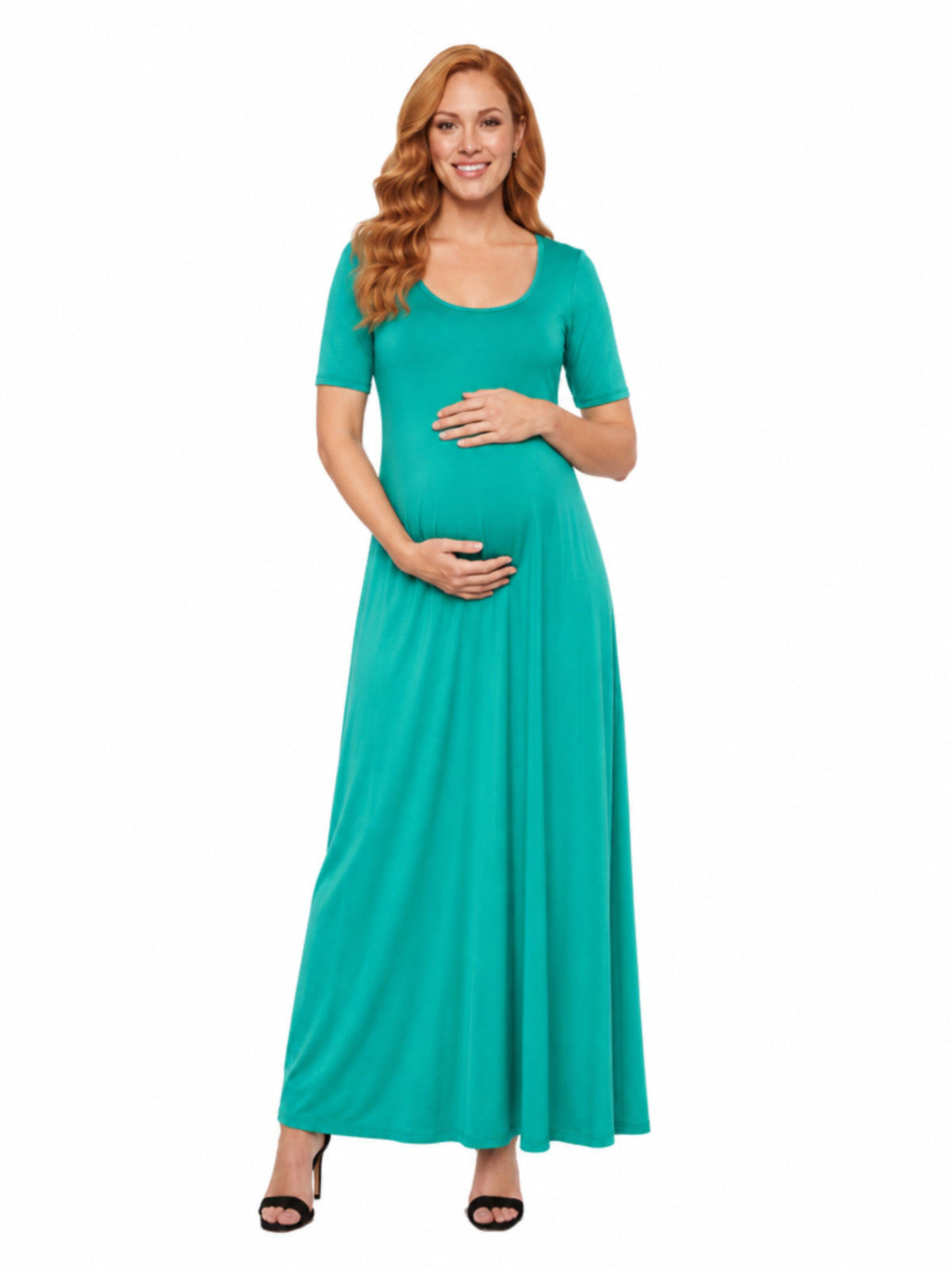 24seven Comfort Essential Maternity Scoop Neck A Line Maxi Dress