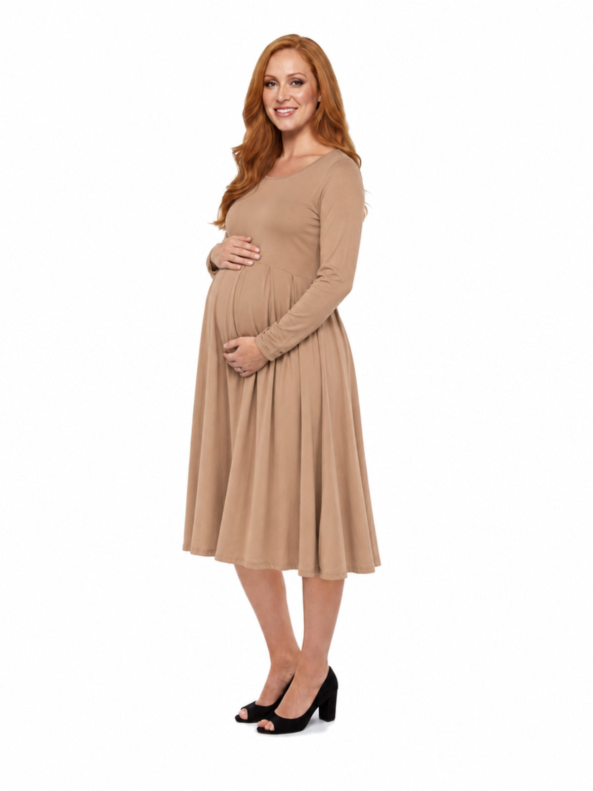 24seven Comfort Essential Maternity Midi Length Fit N Flare Pocket Dress