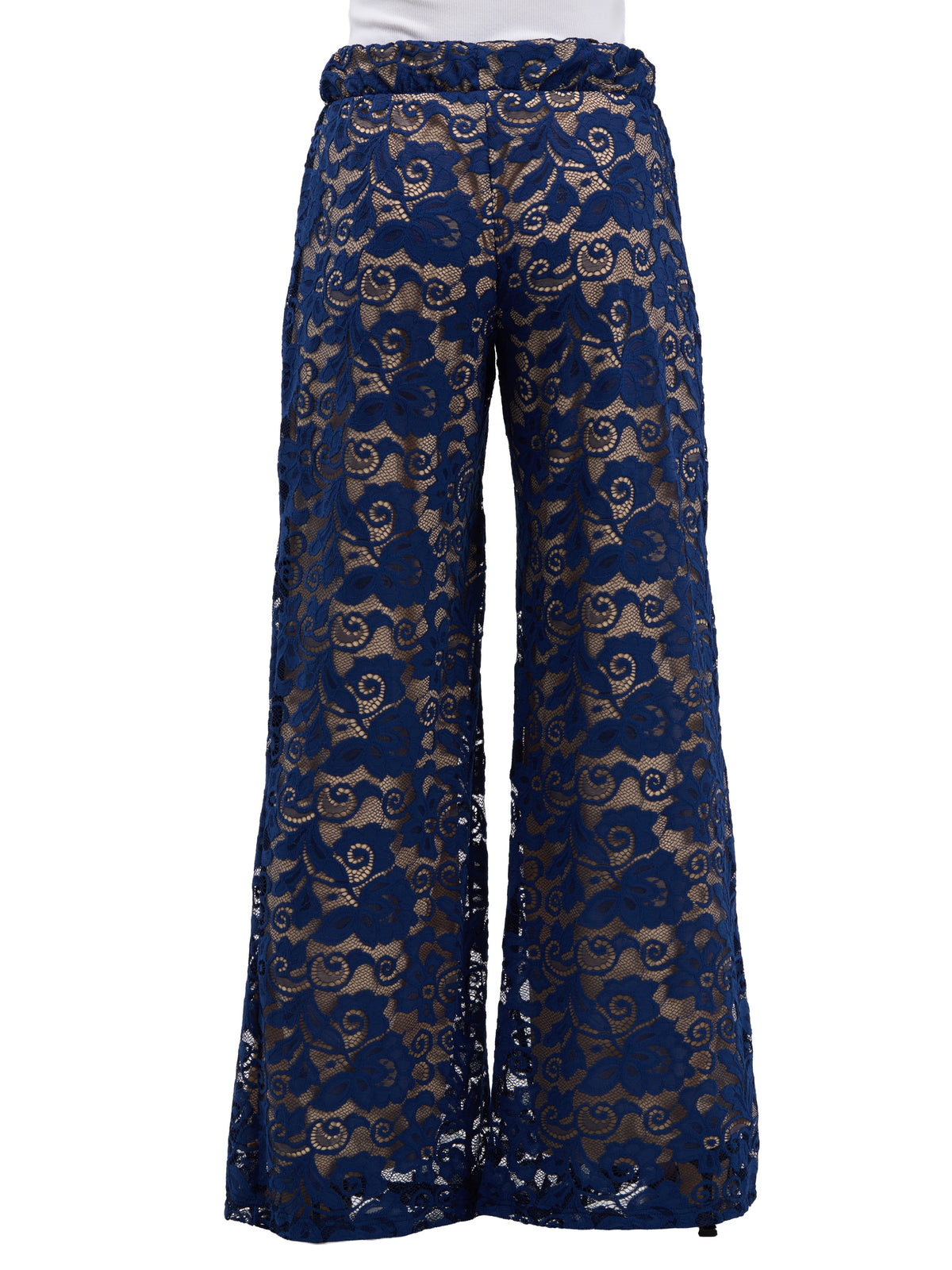24seven Comfort Elevate Womens Lace Elastic Waist Wide Leg Pants