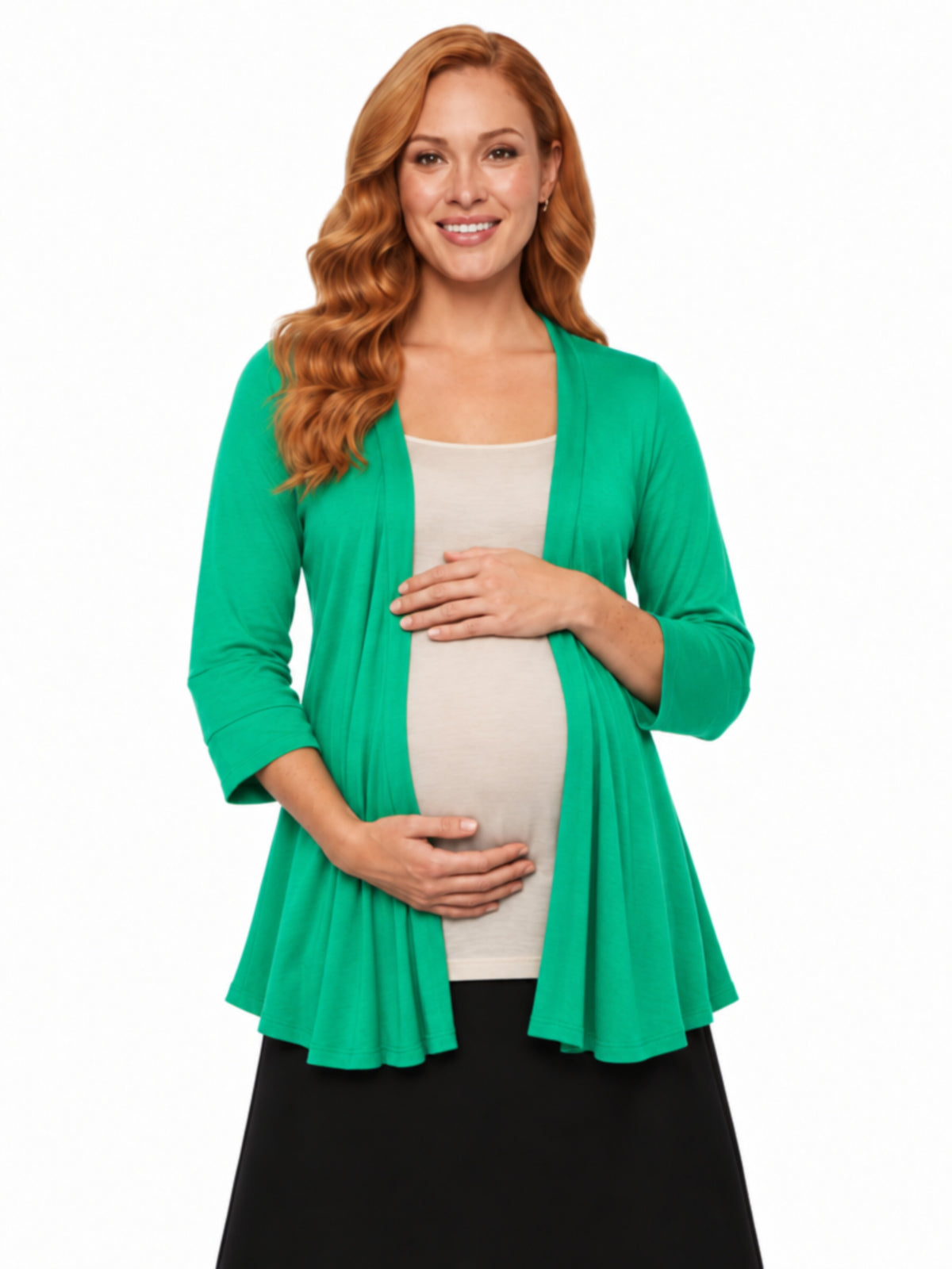 24seven Comfort Basic Maternity Open Front Elbow Sleeve Long Fit Jacket