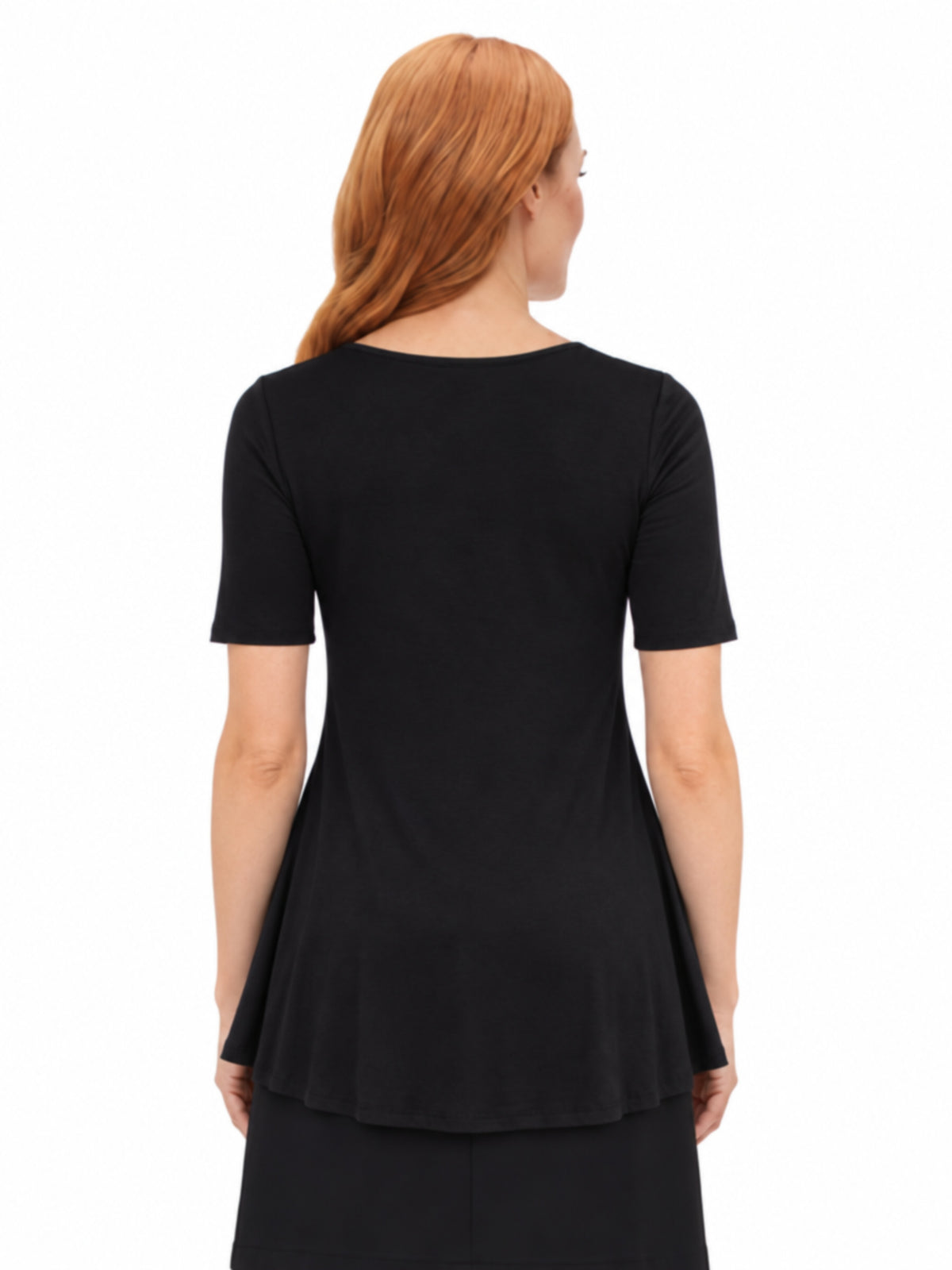 24seven Comfort Basic Maternity V Neck Elbow Sleeve Flared Henley Style Tunic Top