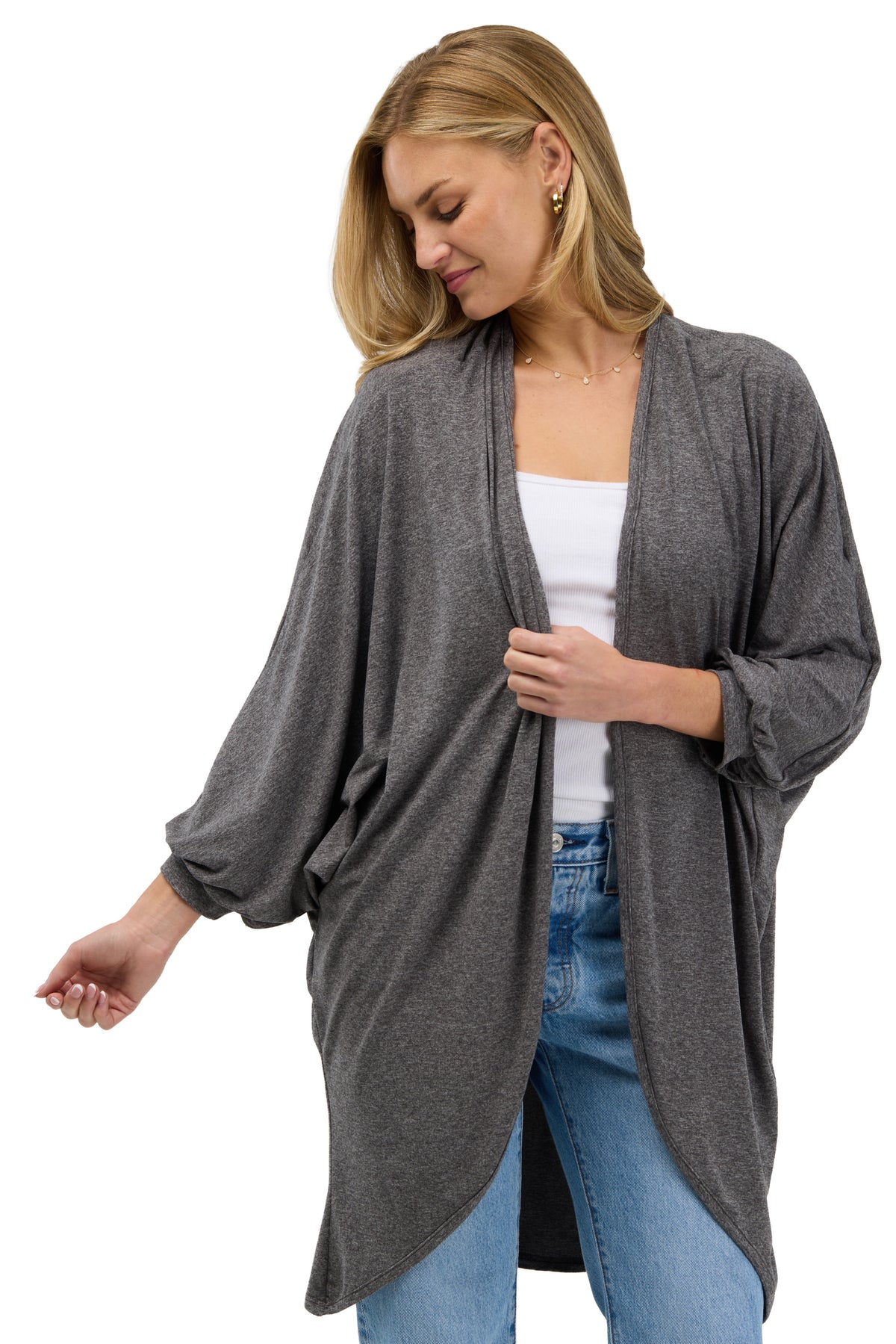 24seven Comfort Basic Womens Soft Stretch Open Front Cardigan Jacket