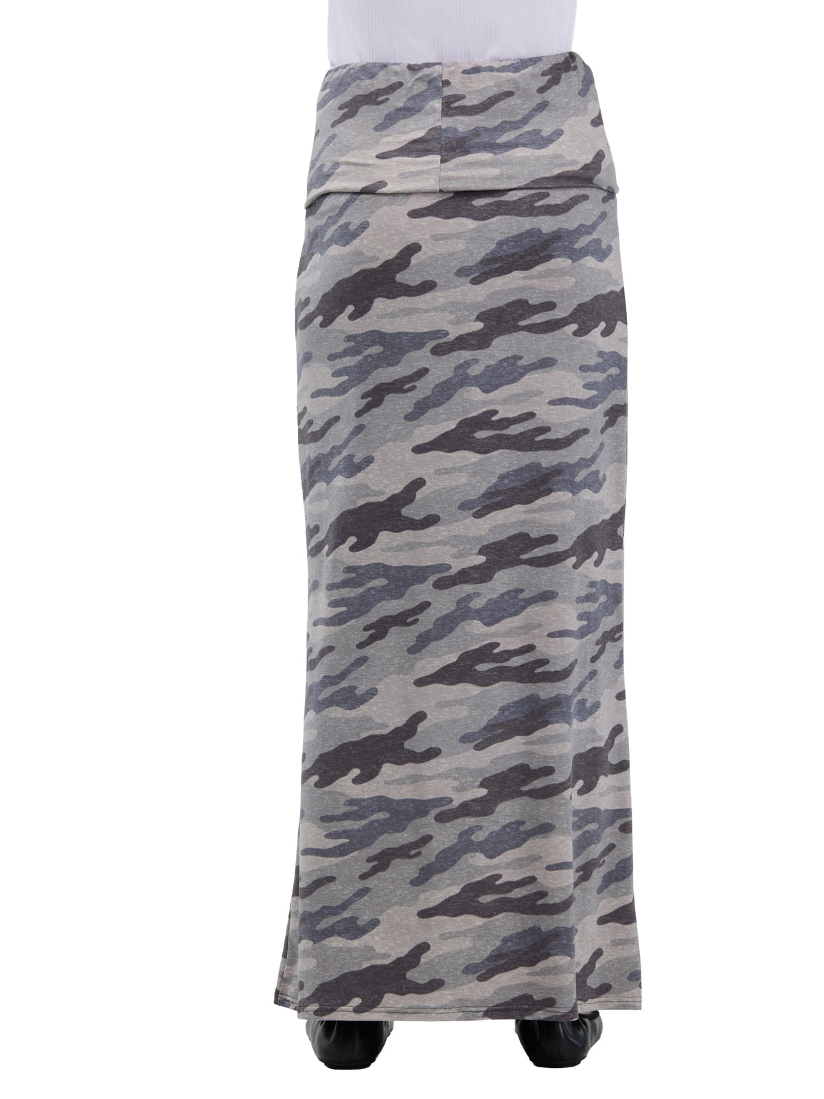 24seven Comfort Essential Womens Soft Stretch Camouflage Elastic Waist Maxi Skirt