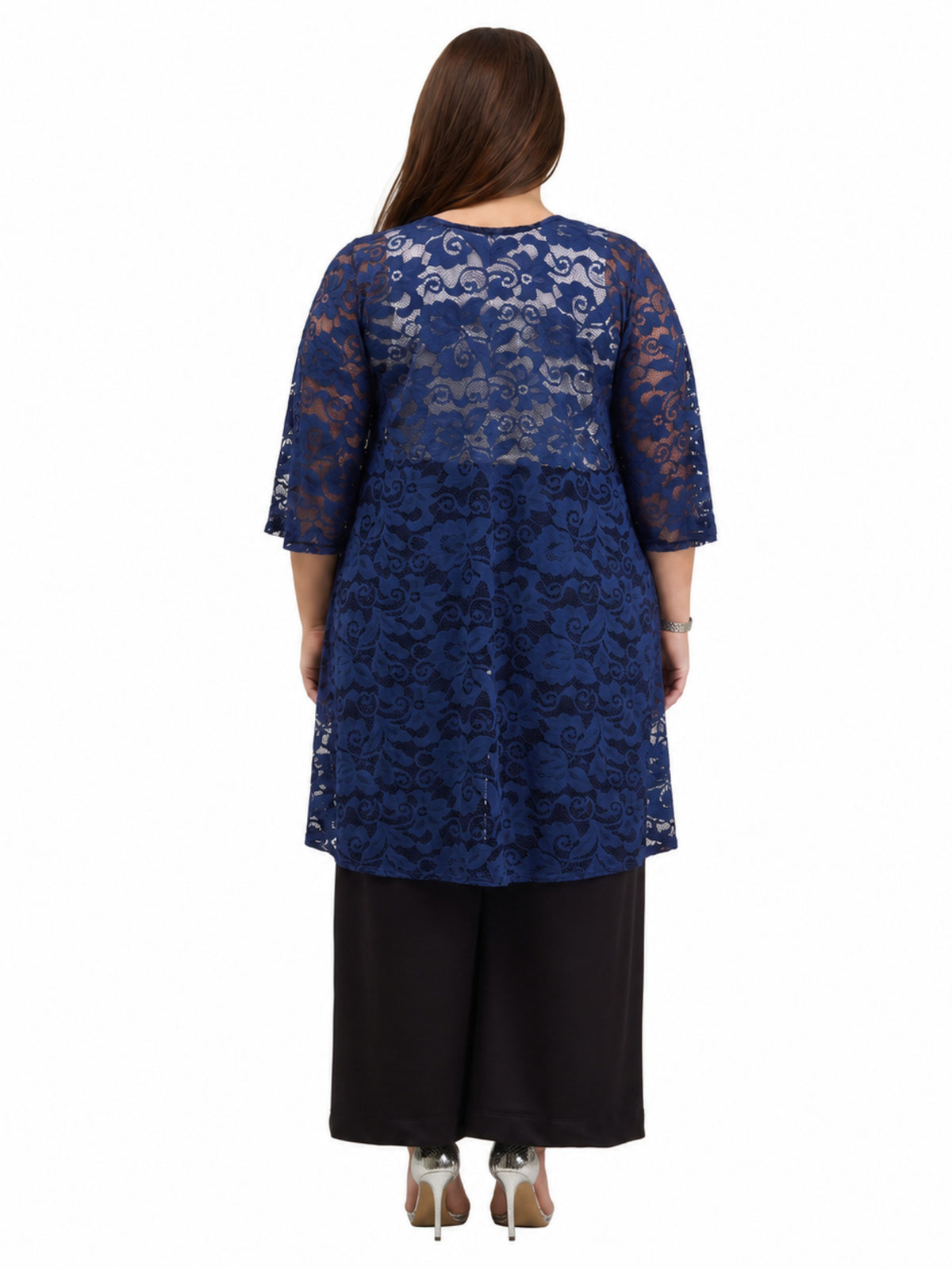 24seven Comfort Elevate Curvy Lace Open Front Three-Quarter Sleeves Jacket