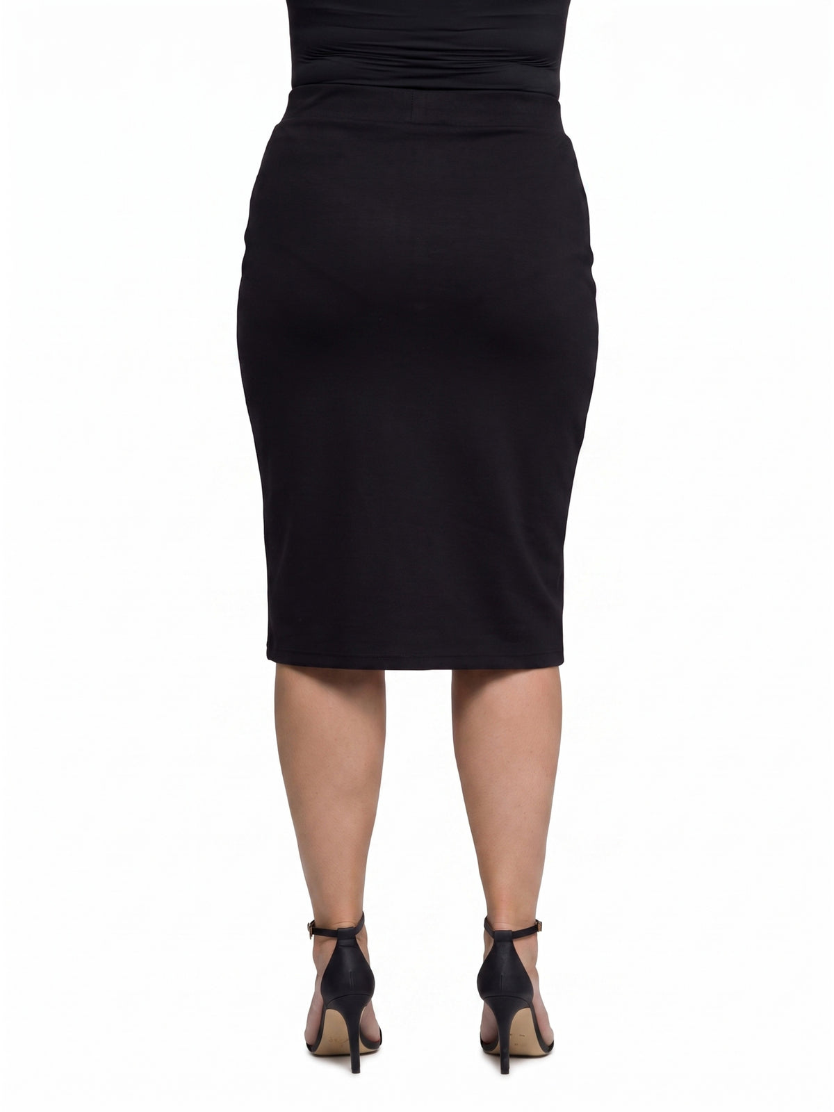 24seven Comfort Essential Curvy Soft Stretch Elastic Waist Midi Skirt