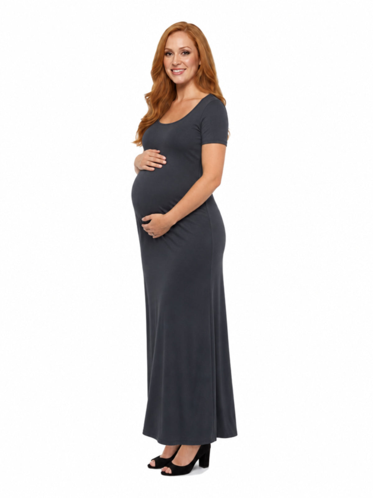 24seven Comfort Essential Maternity Scoop Neck A Line Maxi Dress