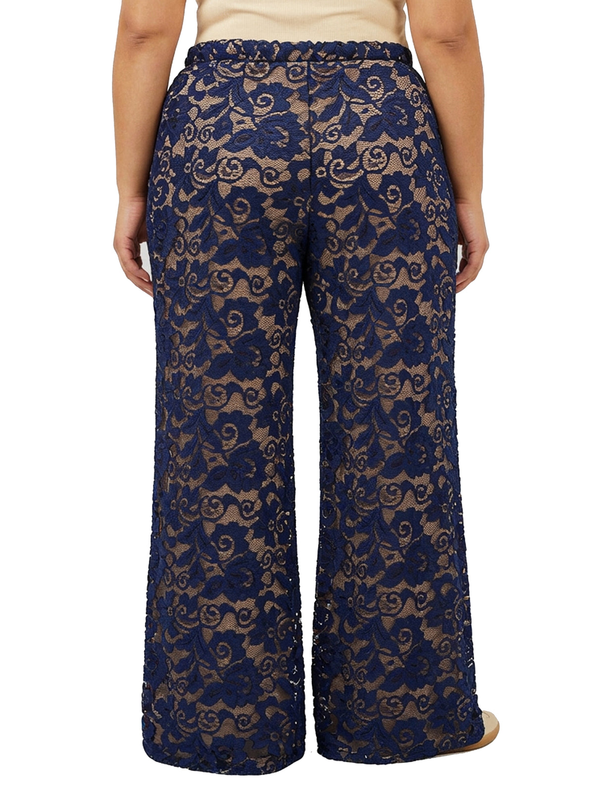 24seven Comfort Elevate Curvy Lace Elastic Waist Wide Leg Pants