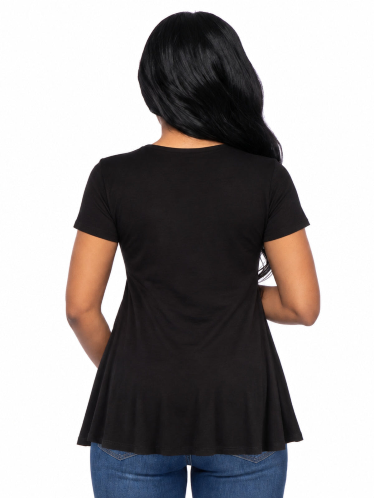 24seven Comfort Basic Maternity V Neck Short Sleeve Swing Tunic Top