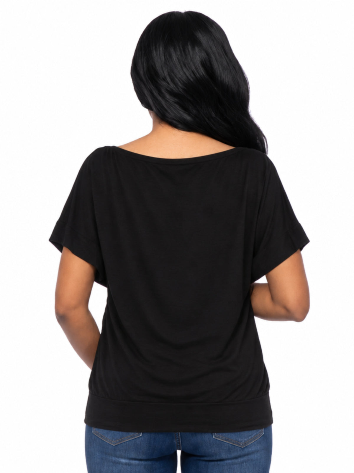 24seven Comfort Basic Maternity Wide Boat Neck Loose Fit Dolman Sleeve Top
