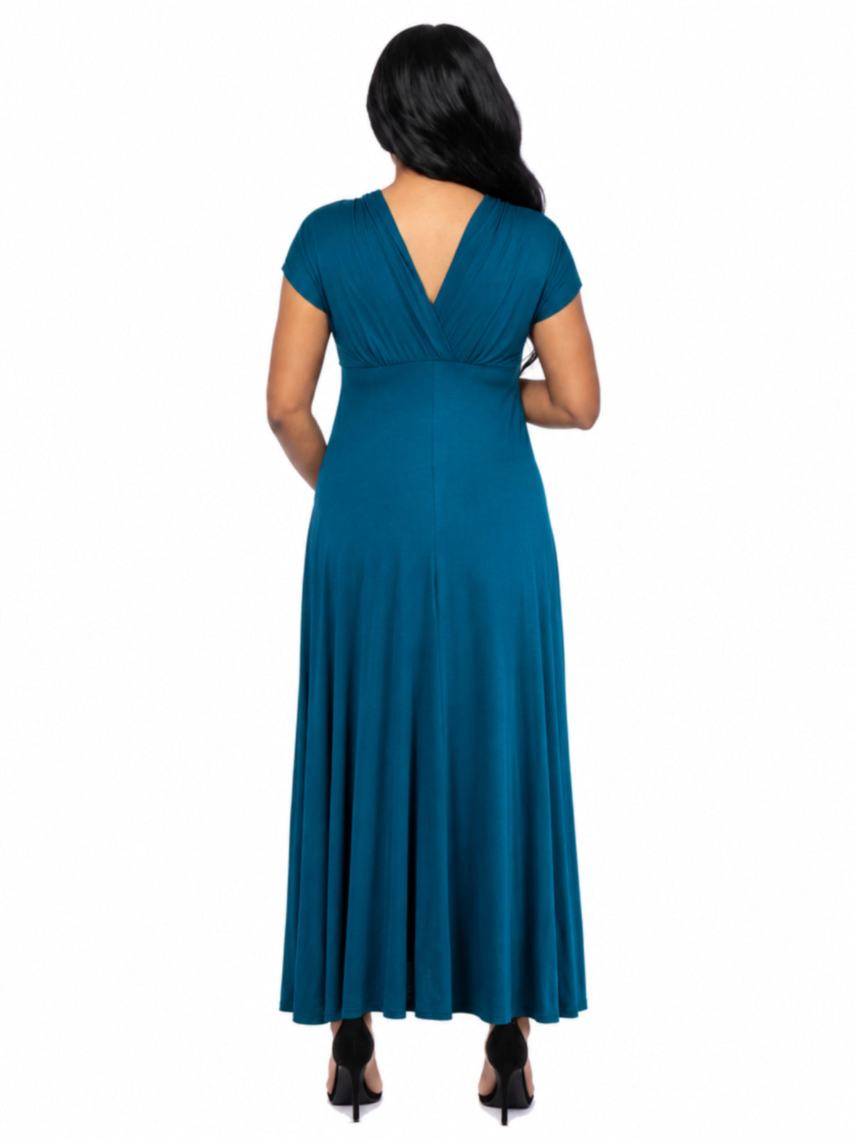 24seven Comfort Essential Maternity Cap Sleeve V Neck Empire Waist A Line Maxi Dress
