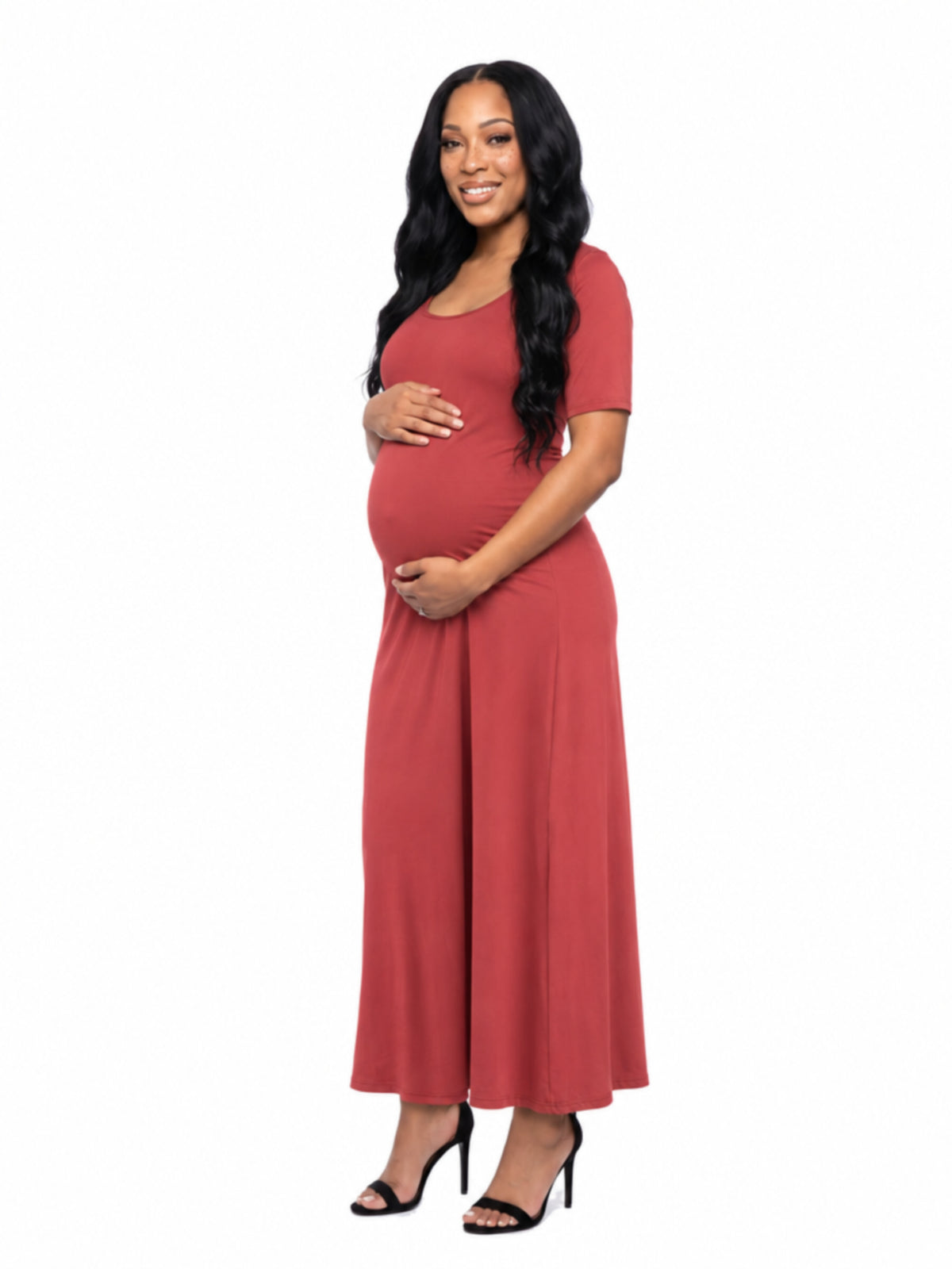 24seven Comfort Essential Maternity Scoop Neck A Line Maxi Dress