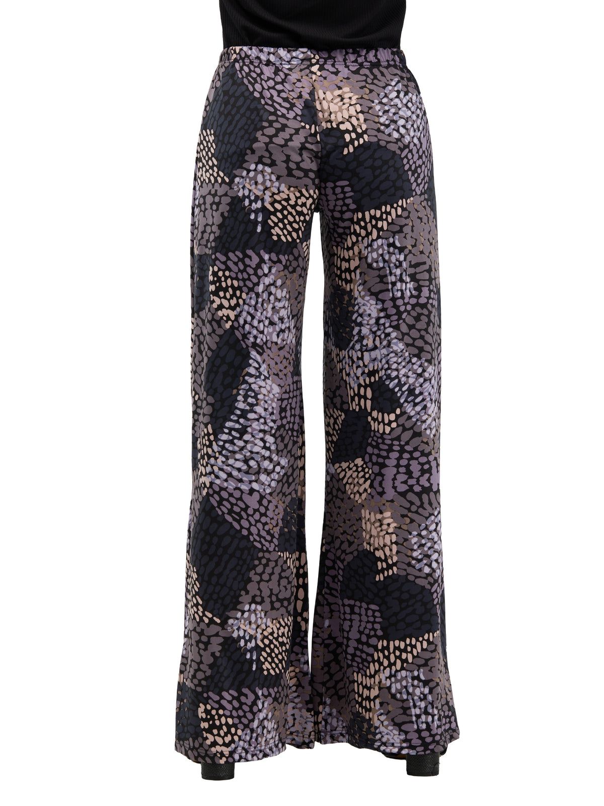 24seven Comfort Essential Womens Abstract Elastic Waistband Full Length Flared Pants