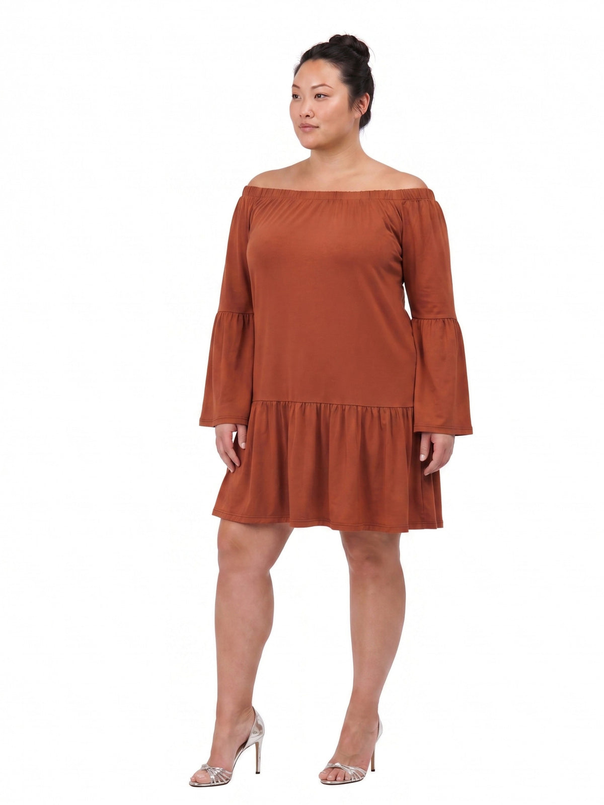 24seven Comfort Elevate Curvy Off the Shoulder Bell Sleeve Mini Dress