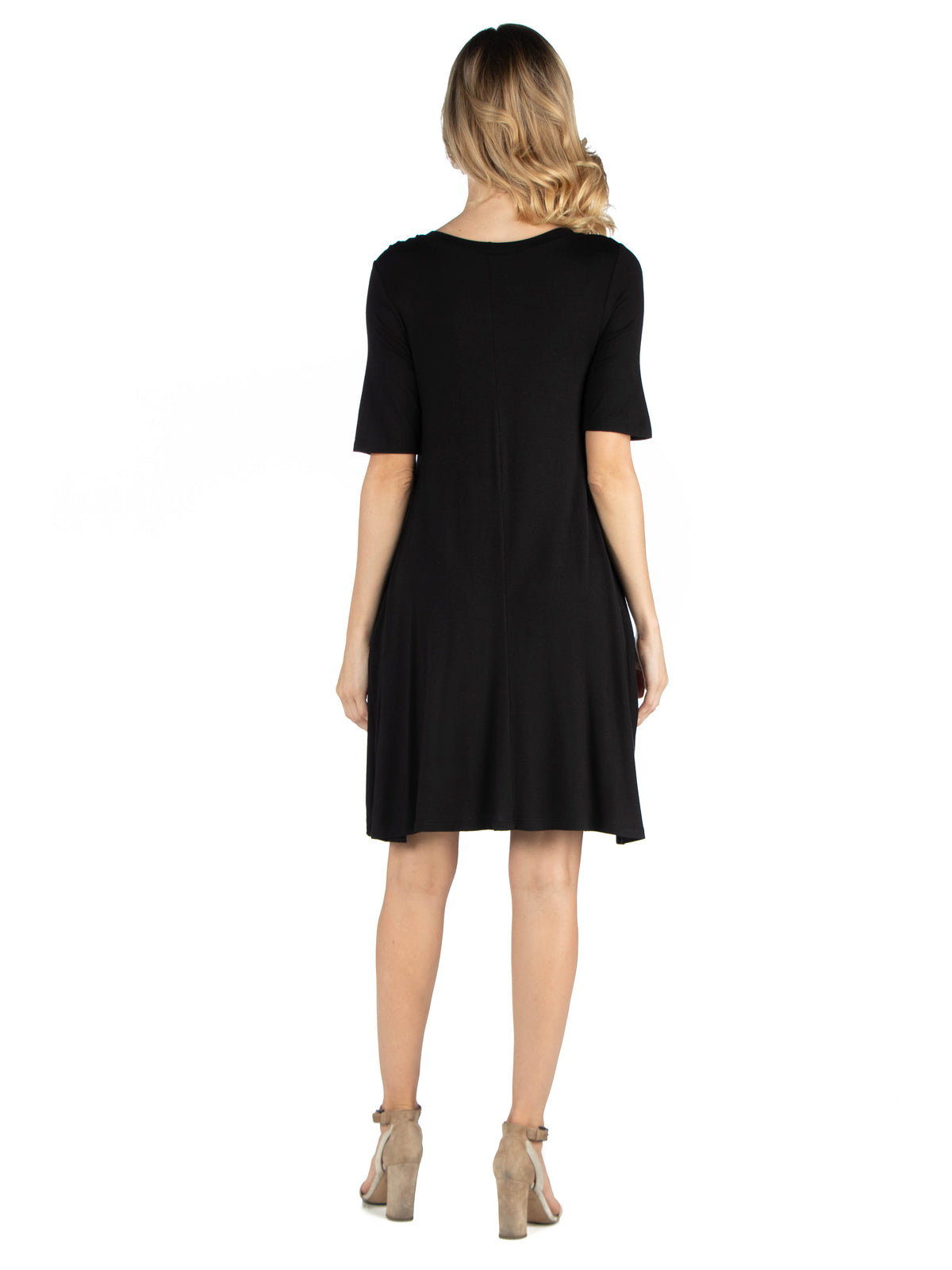 24seven Comfort Essential Maternity Round Neck Elbow Sleeve Flared T Shirt Pocket Dress