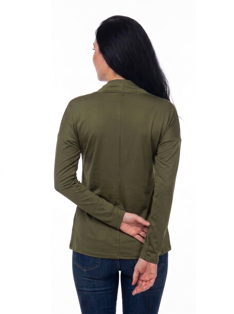 24seven Comfort Elevate Womens Cowl Neck Long Sleeve Top