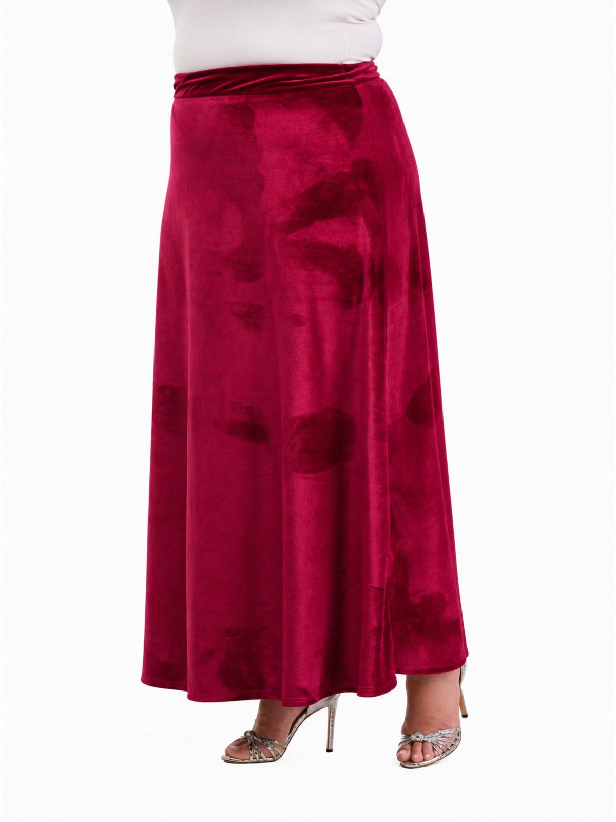 24seven Comfort Elevate Curvy Velvet Elastic Waist Soft Stretch Maxi Skirt