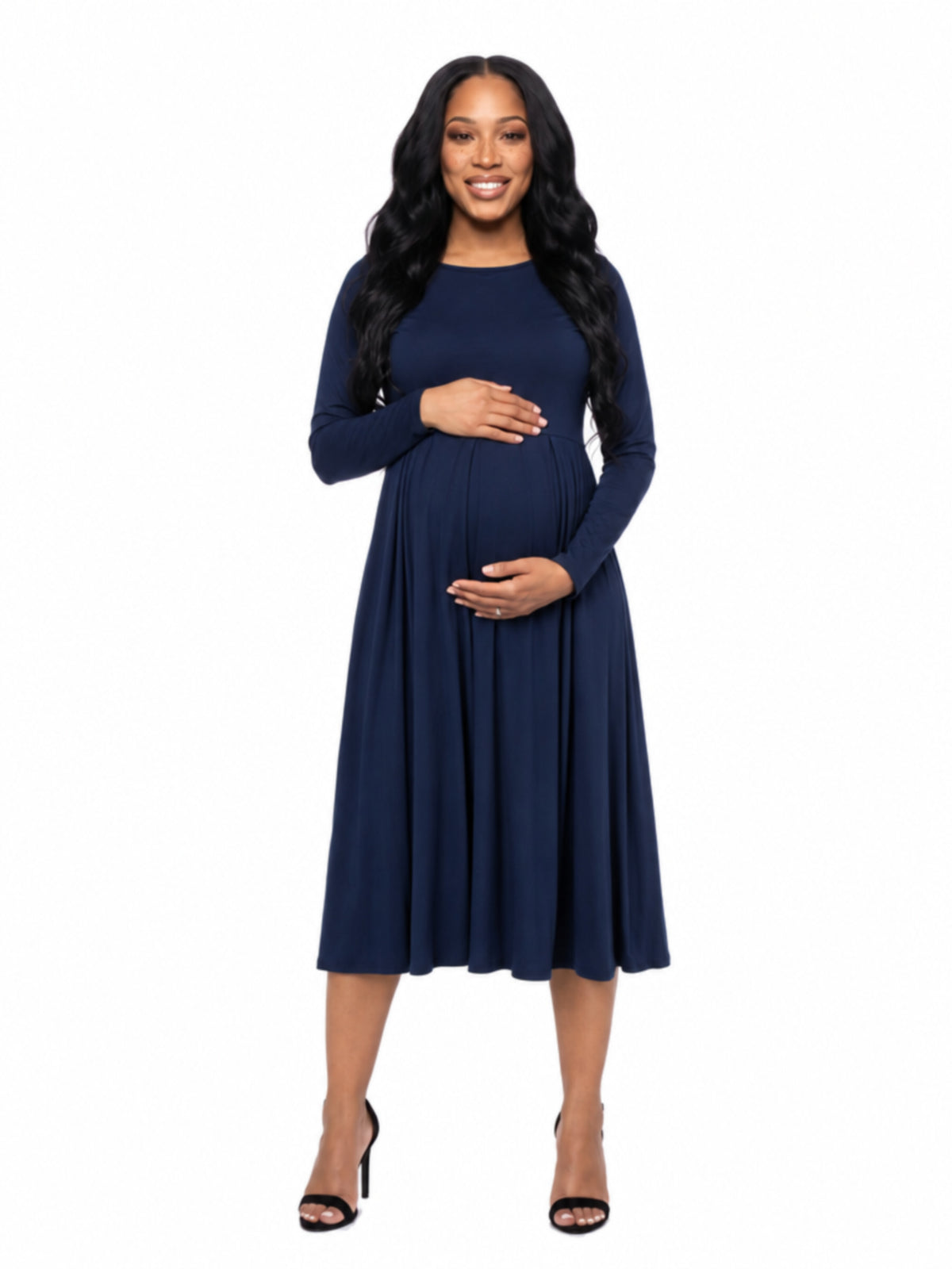24seven Comfort Essential Maternity Midi Length Fit N Flare Pocket Dress