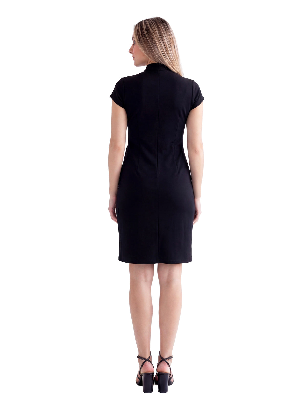 24seven Comfort Essential Maternity Mandarin Collar V Neck Knee Length Faux Wrap Dress