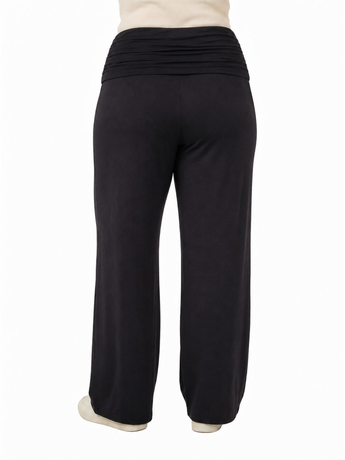 24seven Comfort Basic Curvy Soft Stretch Ruched Waist Wide Leg Pants