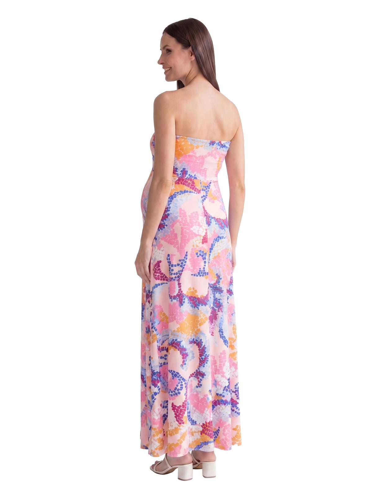 24seven Comfort Essential Maternity Abstract A Line Strapless Pocket Maxi Dress