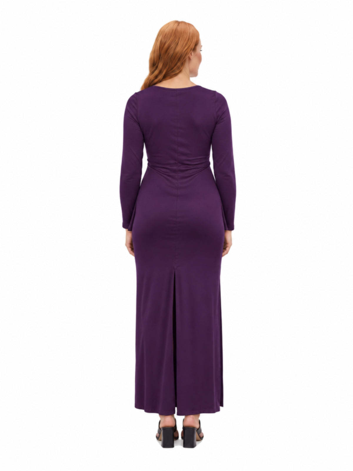 24seven Comfort Essential Maternity Long Sleeve Side Slit Fitted Black Maxi Dress