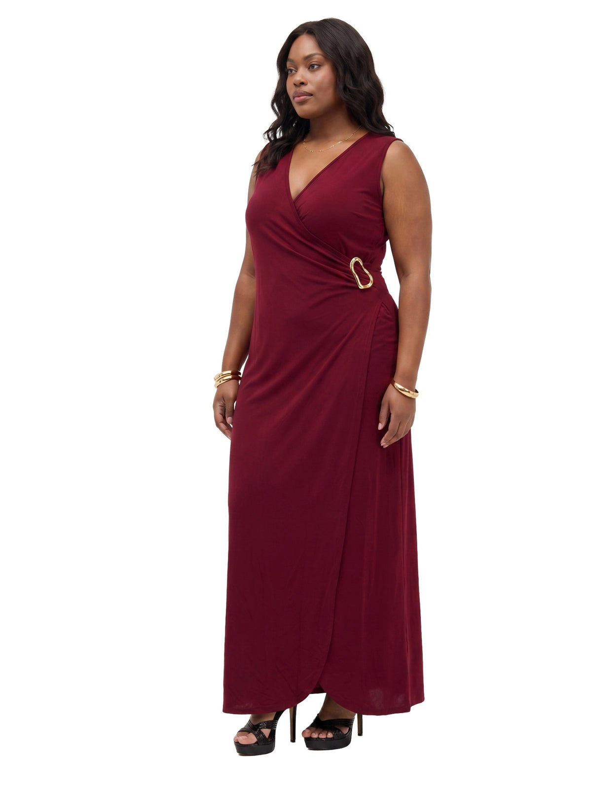24seven Comfort Elevate Curvy Sleeveless V-Neck Wrap Maxi Dress