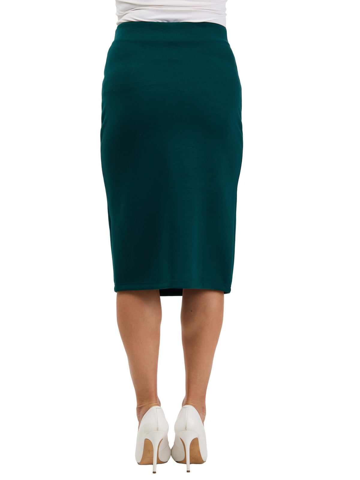 24seven Comfort Essential Womens Soft Stretch Elastic Waist Midi Skirt