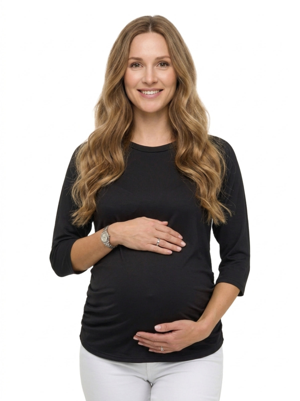 24seven Comfort Basic Maternity Soft Stretch with Three-Quarter Sleeves Top