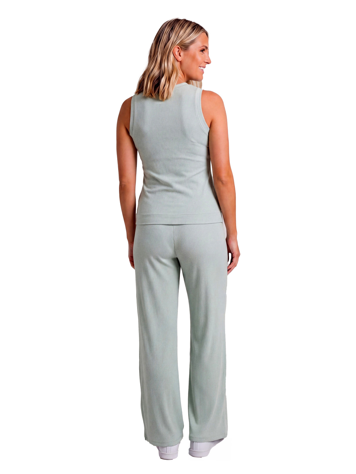 24seven Comfort Basic Maternity Ribbed Knit Tank Top and Elastic Waist Wide Leg Pant Set