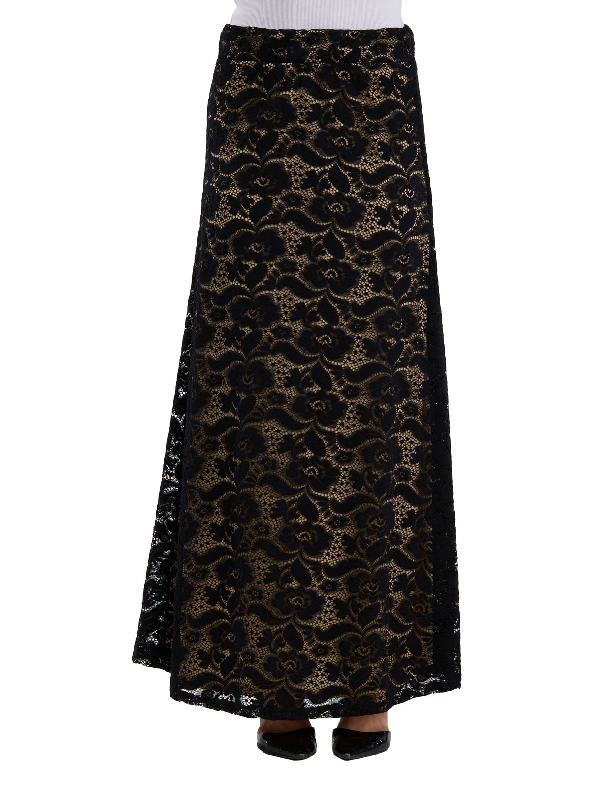 24seven Comfort Elevate Womens Elegant Lace Elastic Waist Maxi Skirt