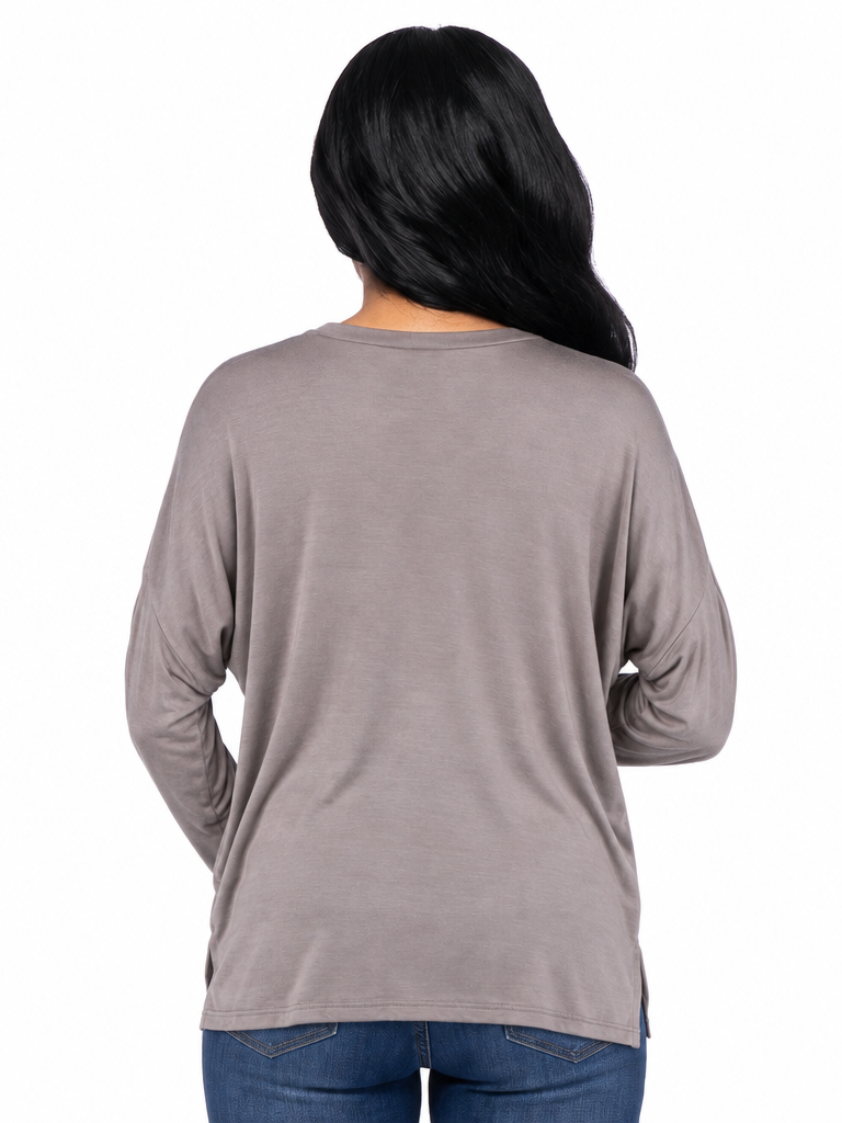 24seven Comfort Basic Maternity Wide Boat Neck Long Sleeve Dolman Style Top