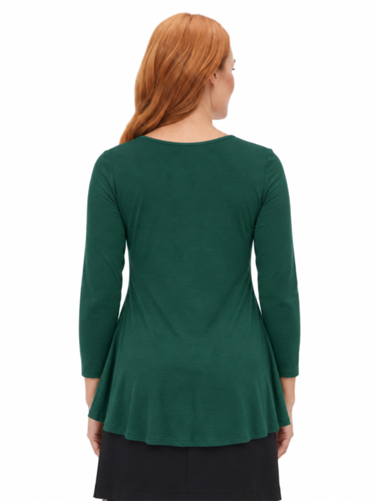 24seven Comfort Basic Maternity Three Quarter Sleeve V Neck Swing Tunic Top