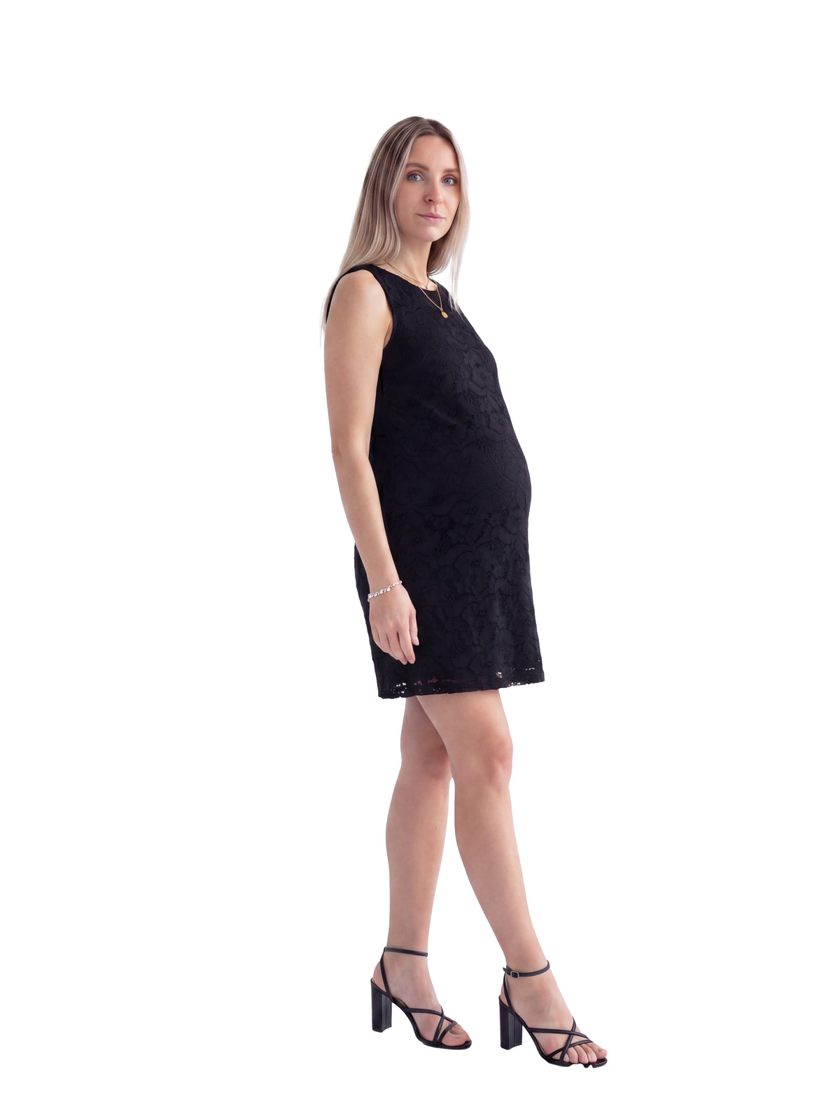 24seven Comfort Elevate Maternity Lace Sleeveless Boat Neck Mini Shift Dress