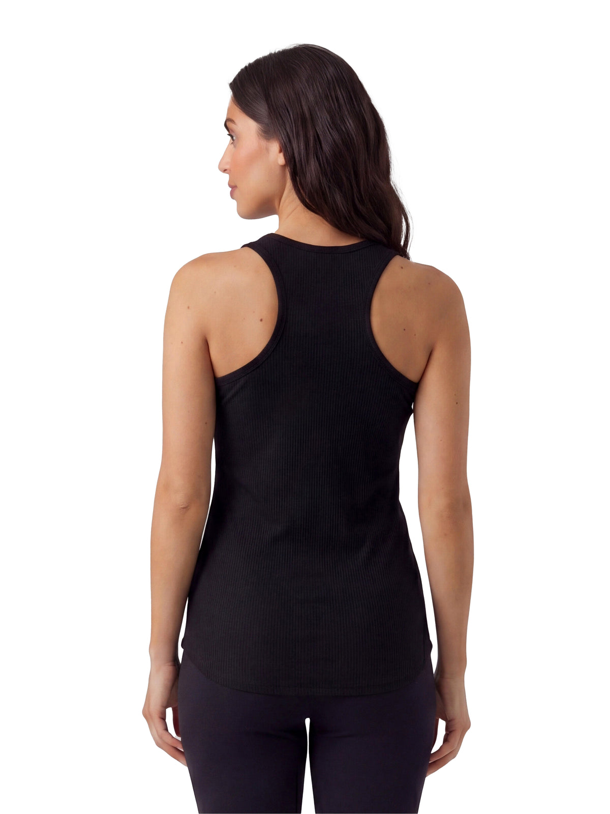 24seven Comfort Basic Maternity Ribbed Knit Sleeveless Scoop Neck Long Flared Tank Top