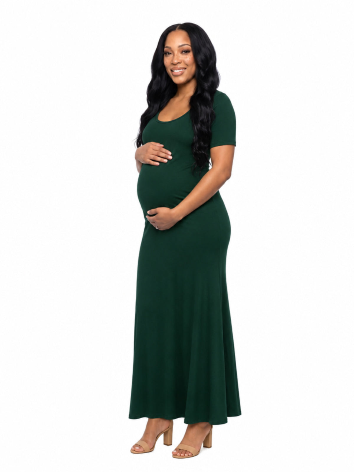 24seven Comfort Essential Maternity Scoop Neck A Line Maxi Dress