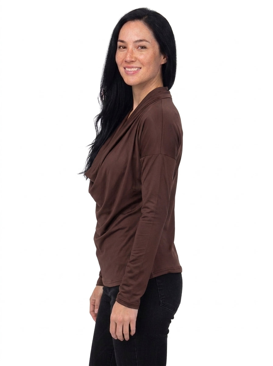 24seven Comfort Elevate Womens Cowl Neck Long Sleeve Top