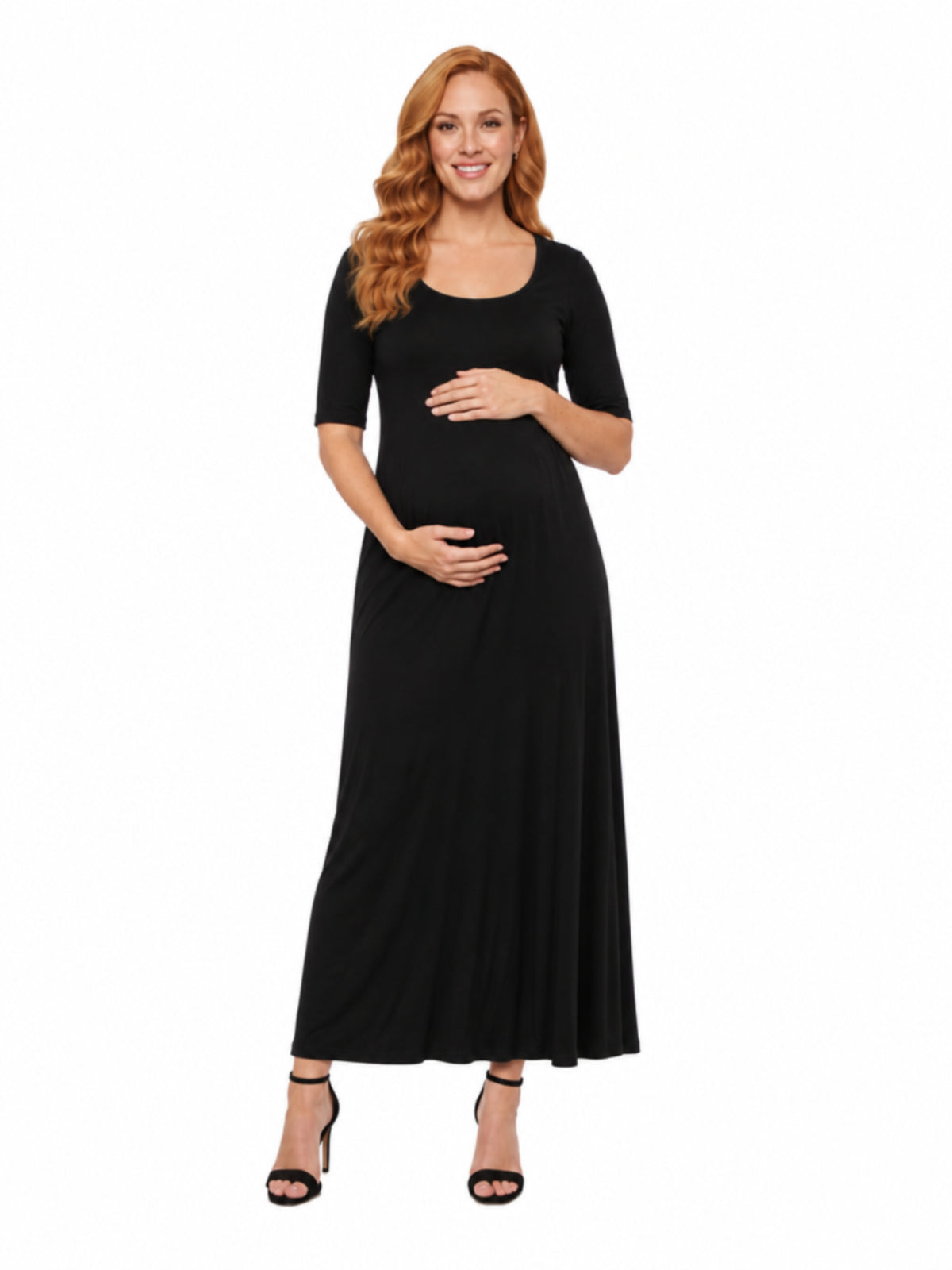 24seven Comfort Essential Maternity Scoop Neck A Line Maxi Dress