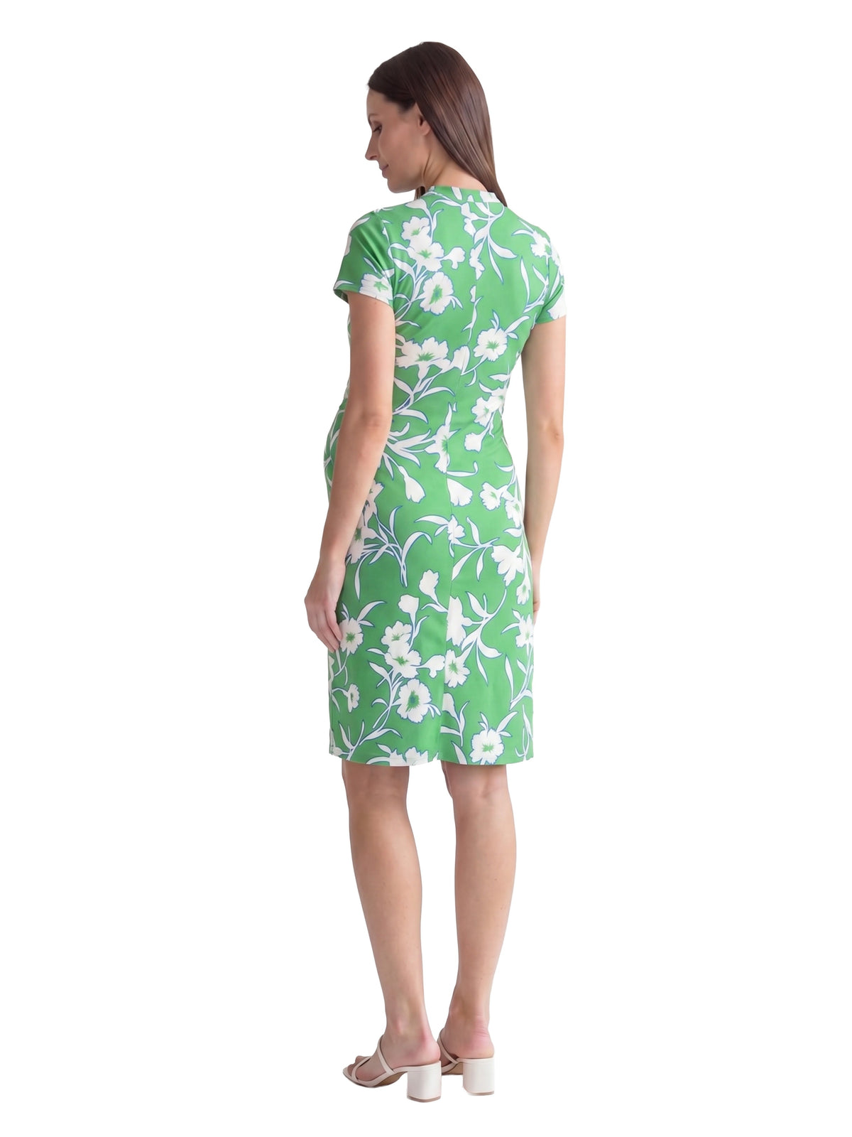 24seven Comfort Essential Maternity Floral Collar Knee Length Side Tie Wrap Dress