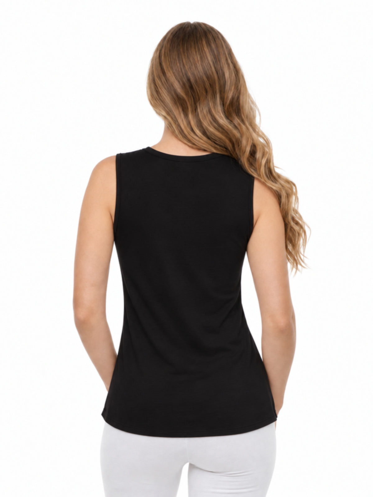 24seven Comfort Basic Maternity V Neck Sleeveless Round Hemline Tunic Tank Top