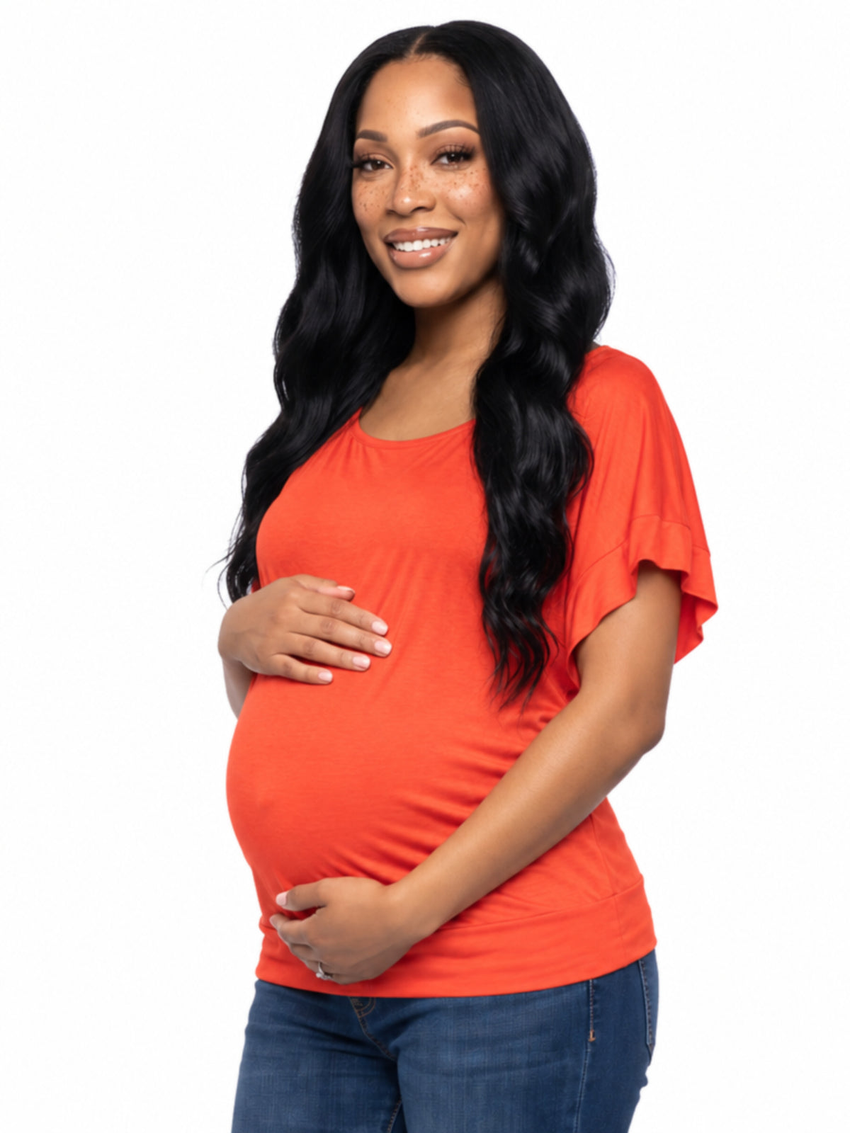 24seven Comfort Basic Maternity Wide Boat Neck Loose Fit Dolman Sleeve Top