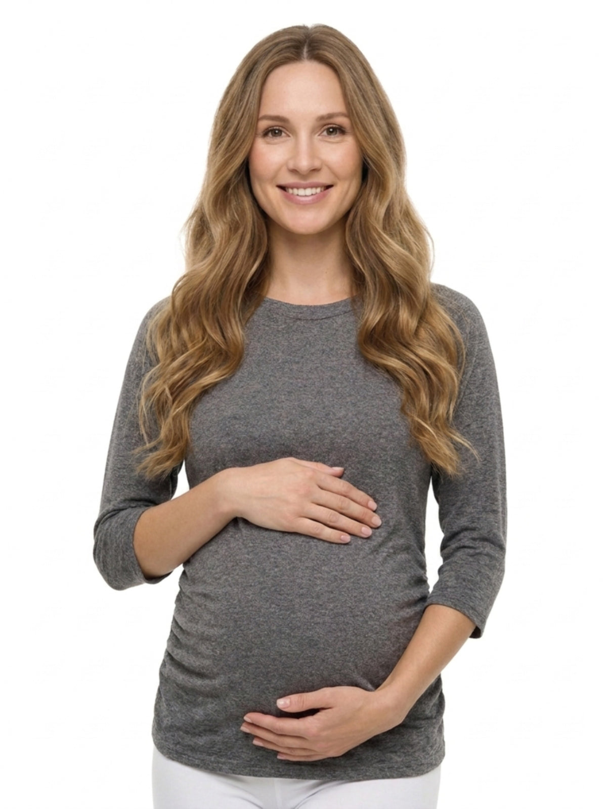 24seven Comfort Basic Maternity Soft Stretch with Three-Quarter Sleeves Top